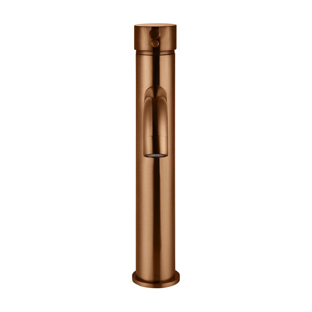 Meir Round Tall Basin Mixer Curved - Lustre Bronze