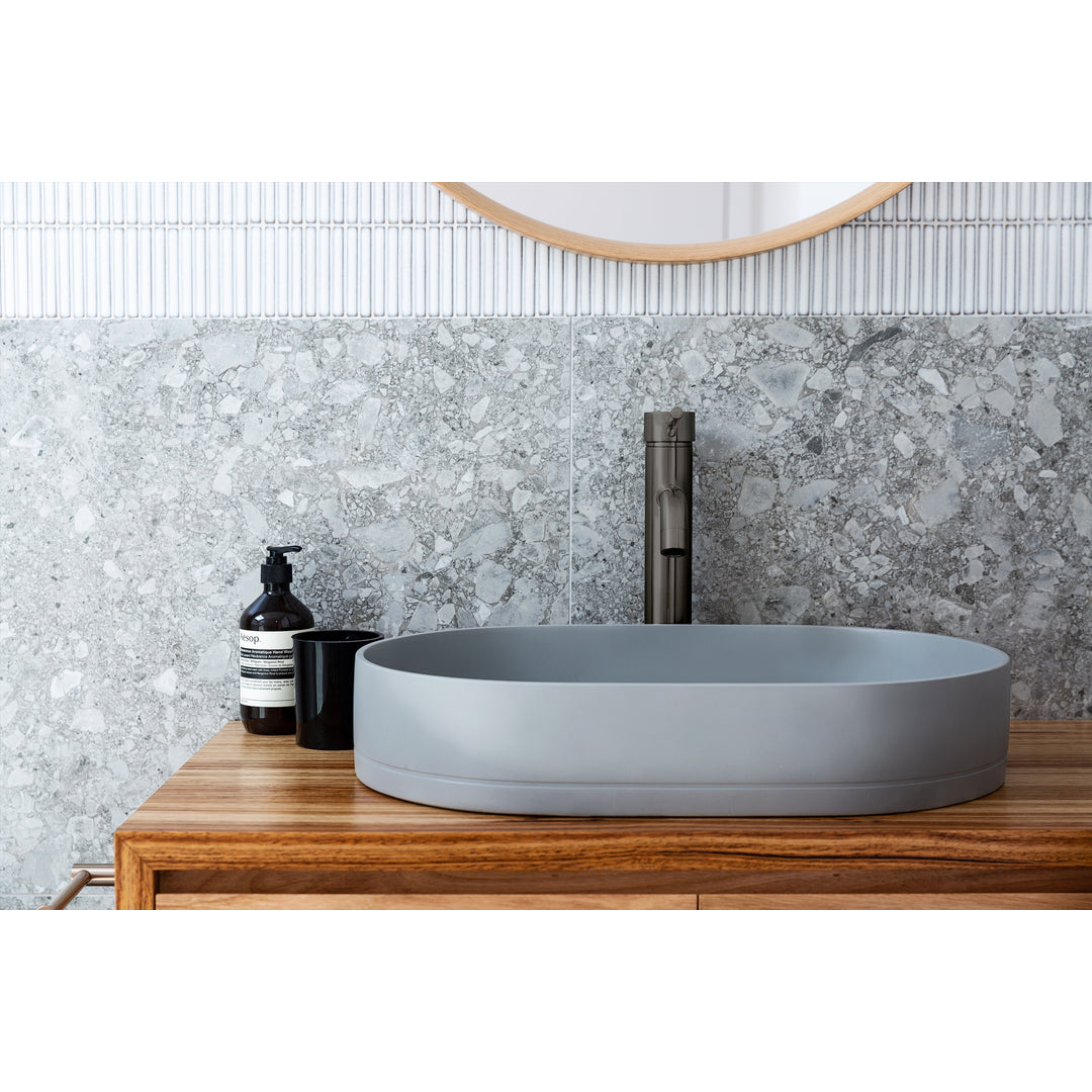 Meir Round Tall Curved Basin Mixer - Shadow