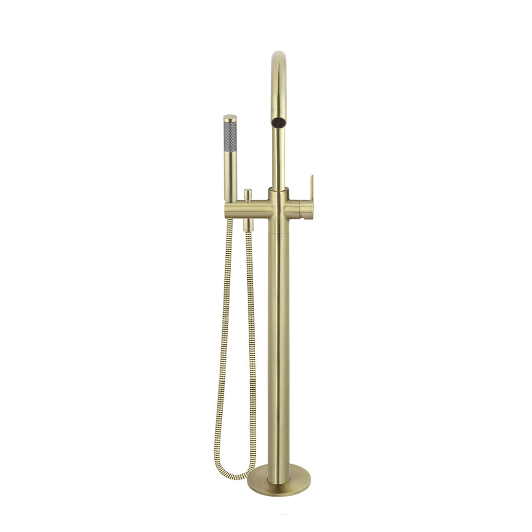 Meir Round Paddle Freestanding Bath Spout And Hand Shower - Tiger Bronze