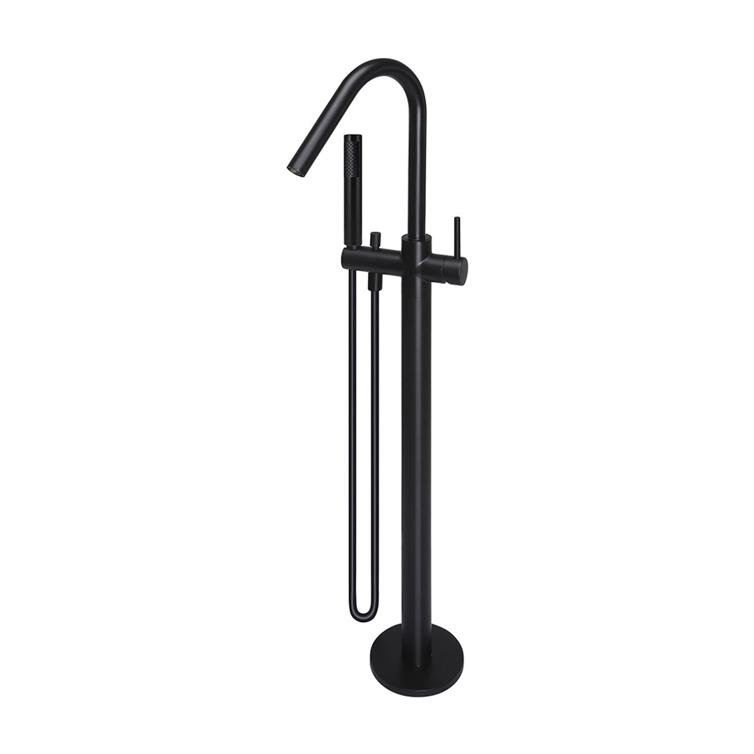 Meir Round Paddle Freestanding Bath Spout And Hand Shower - Matte Black