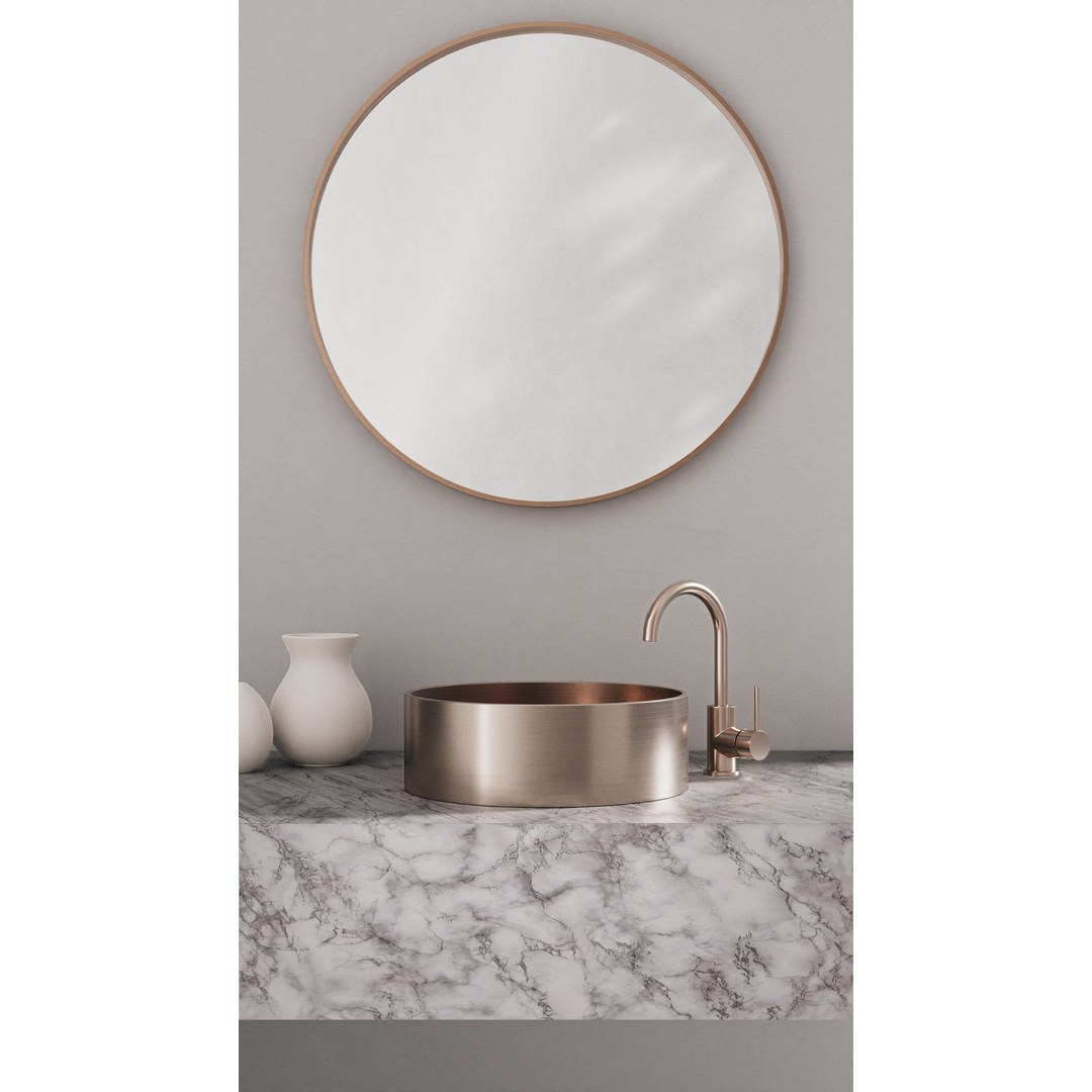 Meir Round Gooseneck Basin Mixer With Cold Start - Champagne