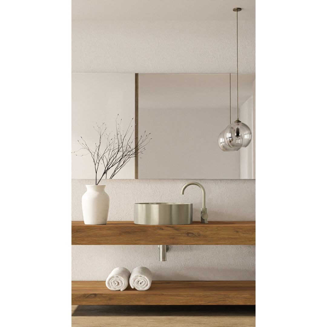 Meir Round Gooseneck Basin Mixer With Cold Start - Brushed Nickel