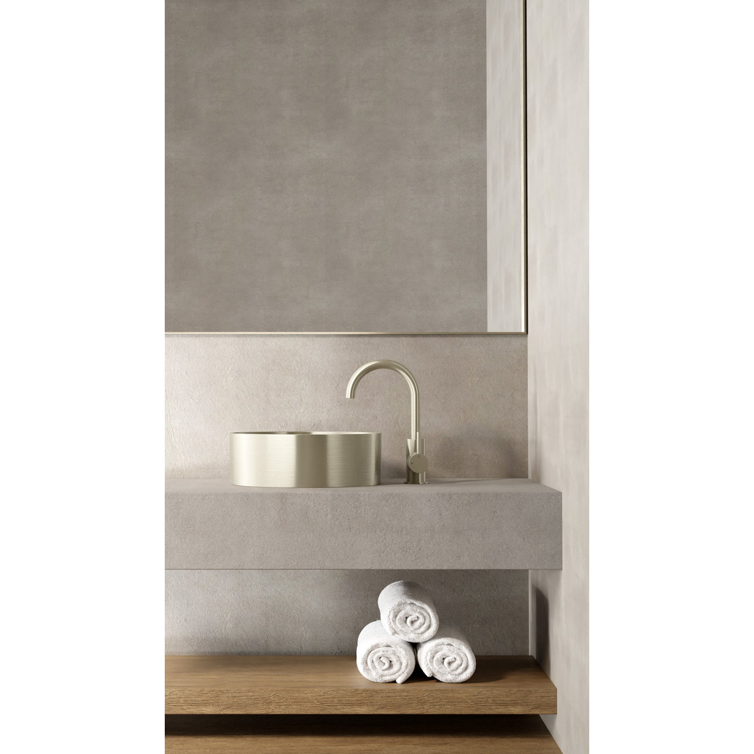 Meir Round Gooseneck Basin Mixer With Cold Start - Brushed Nickel