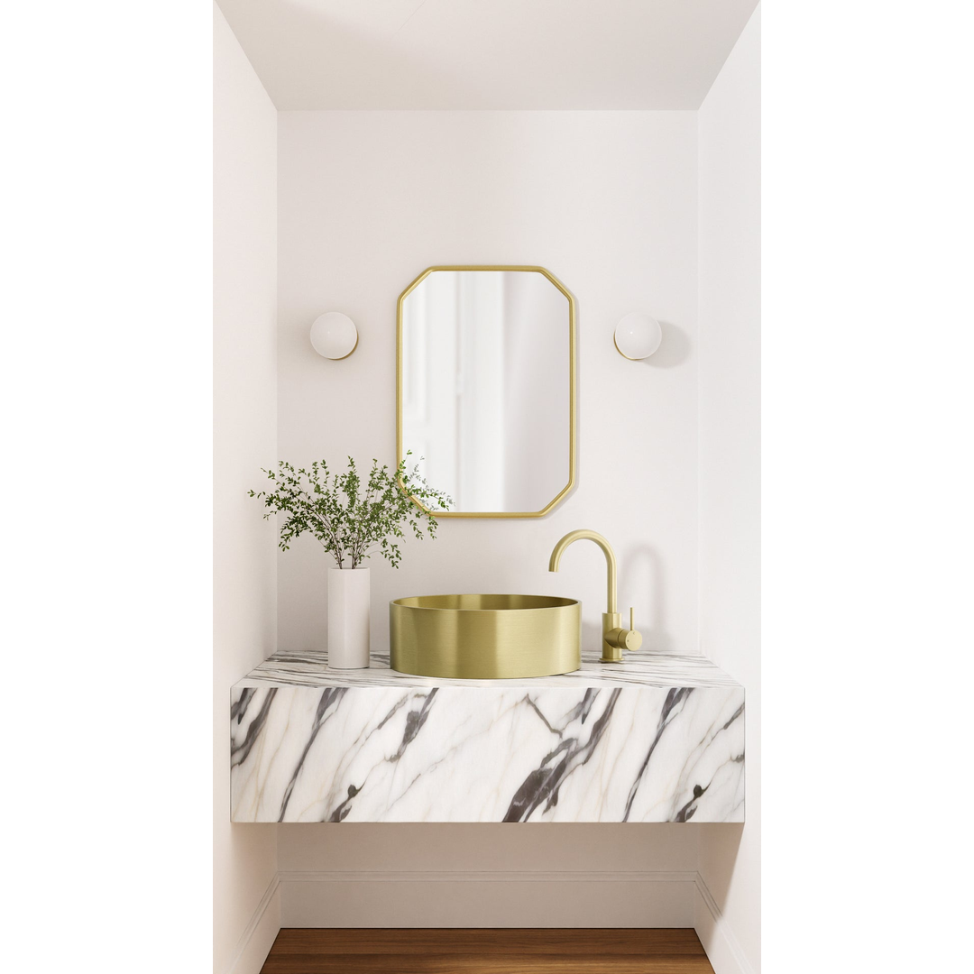 Meir Round Gooseneck Basin Mixer With Cold Start - Tiger Bronze