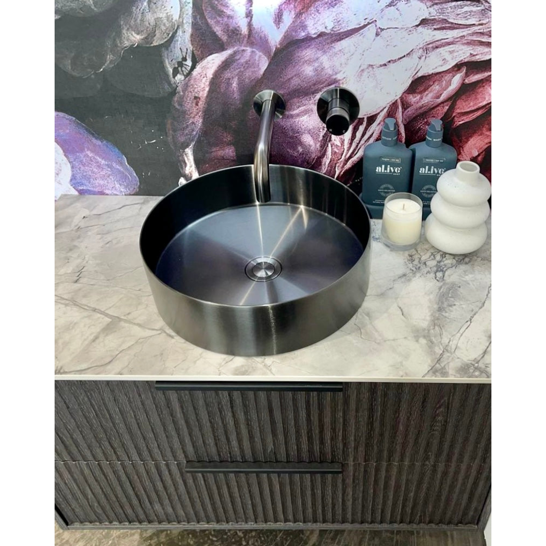 Meir Steel Round Bathroom Basin 380 X 110 - Shadow