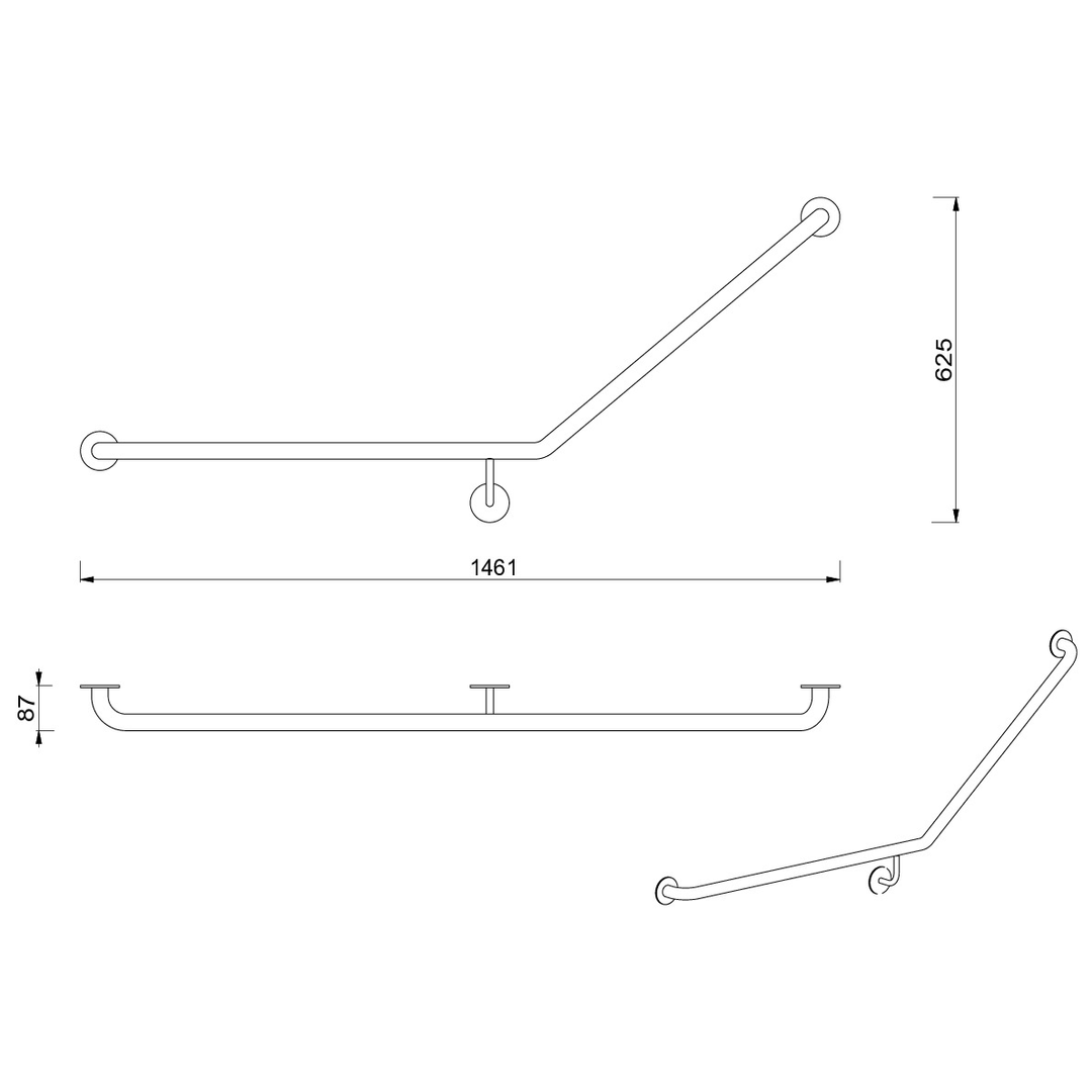 Meir Care Range 40 Degree Left Side Grab Rail - Tiger Bronze Mcr-40Lh70-Pvdbb