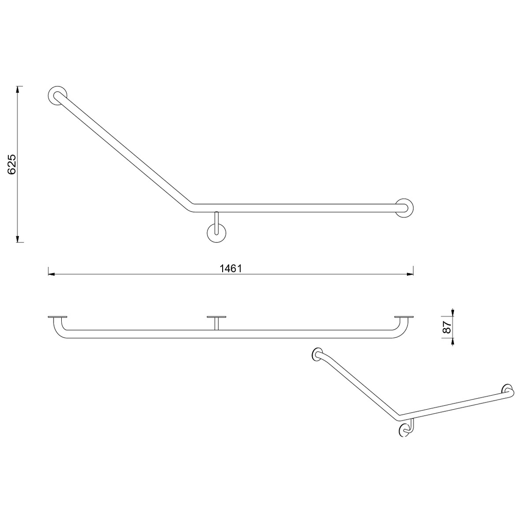 Meir Care Range 40 Degree Right Side Grab Rail - Lustre Bronze Mcr-40Rh70-Pvdbz