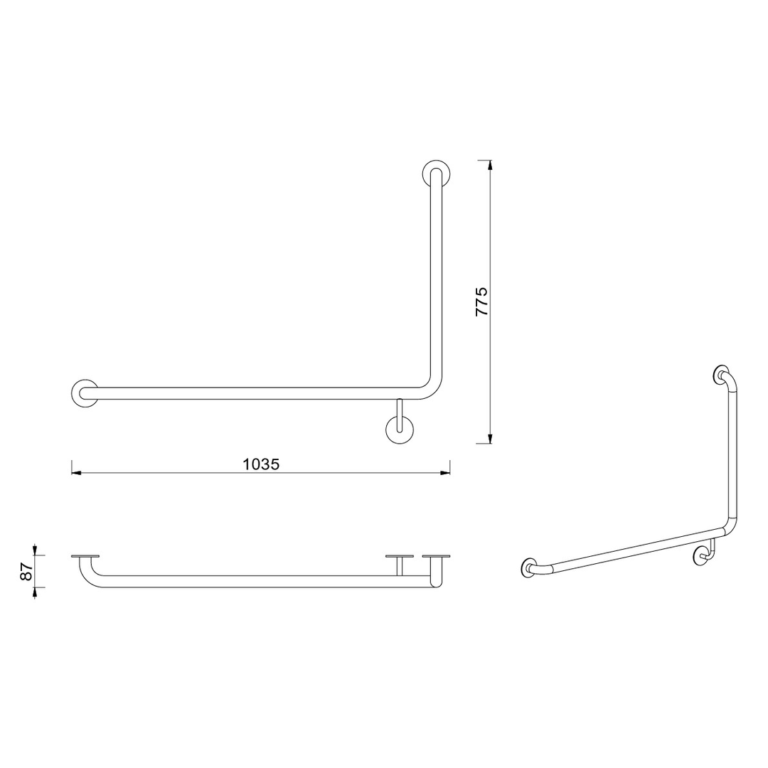 Meir Care Range 90 Degree Left Side Grab Rail 600Mm - Tiger Bronze Mcr-90Lh60-Pvdbb