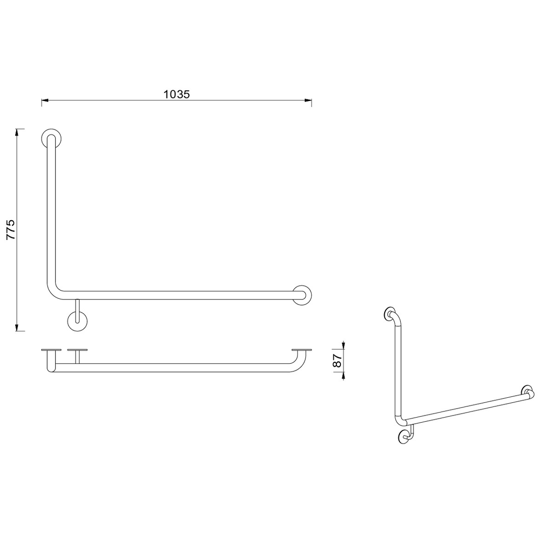 Meir Care Range 90 Degree Right Side Grab Rail 600Mm - Champagne Mcr-90Rh60-Ch
