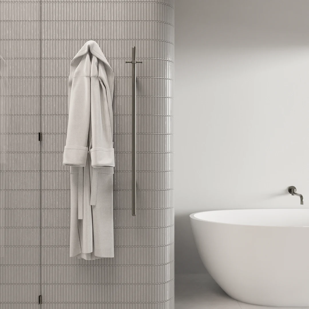 Meir Heated Vertical Towel Rail - Brushed Nickel