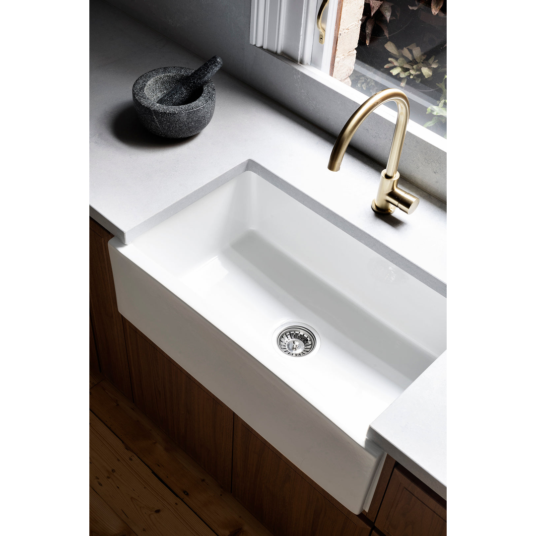 Meir Round Pinless Gooseneck Kitchen Mixer Tap - Tiger Bronze