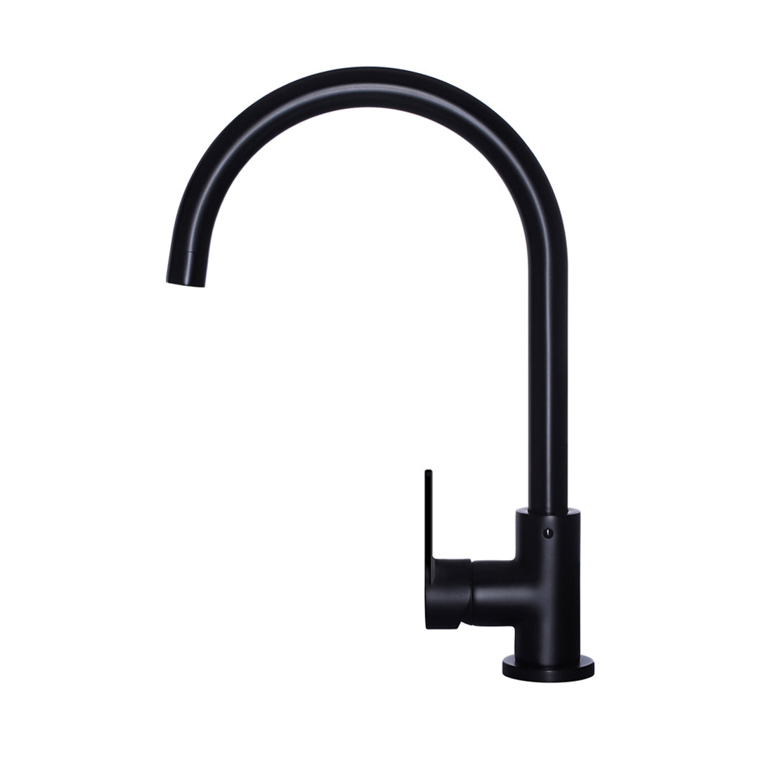 Meir Round Paddle Gooseneck Kitchen Mixer Tap - Matte Black