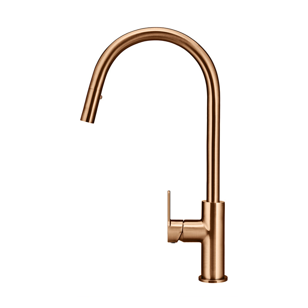 Meir Round Paddle Piccola Pull Out Kitchen Mixer Tap - Lustre Bronze