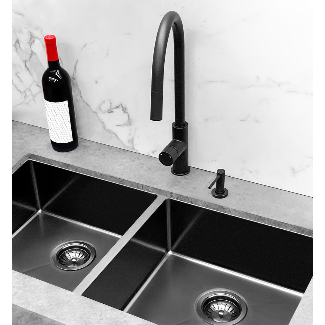 Meir Round Pinless Piccola Pull Out Kitchen Mixer Tap - Matte Black