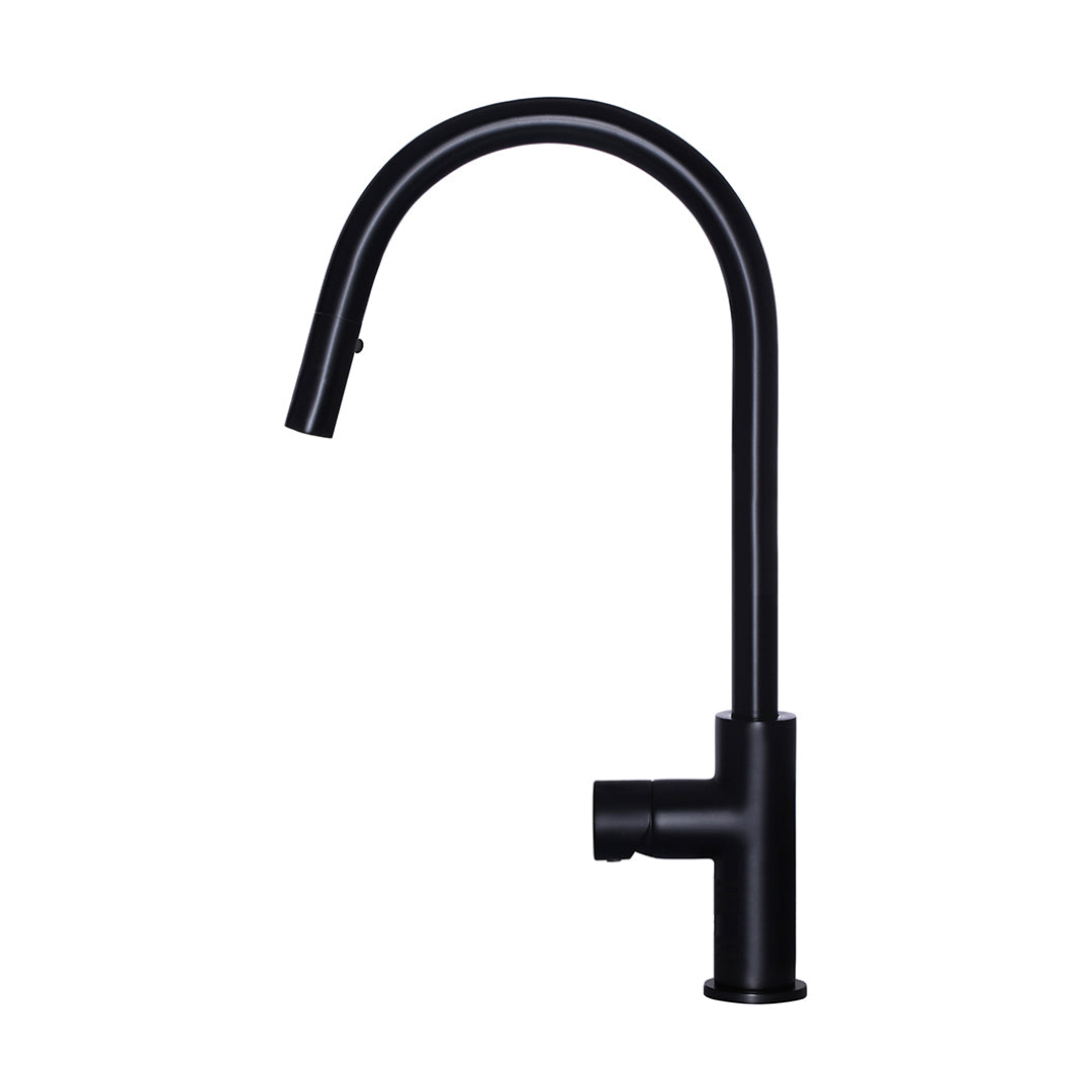 Meir Round Pinless Piccola Pull Out Kitchen Mixer Tap - Matte Black