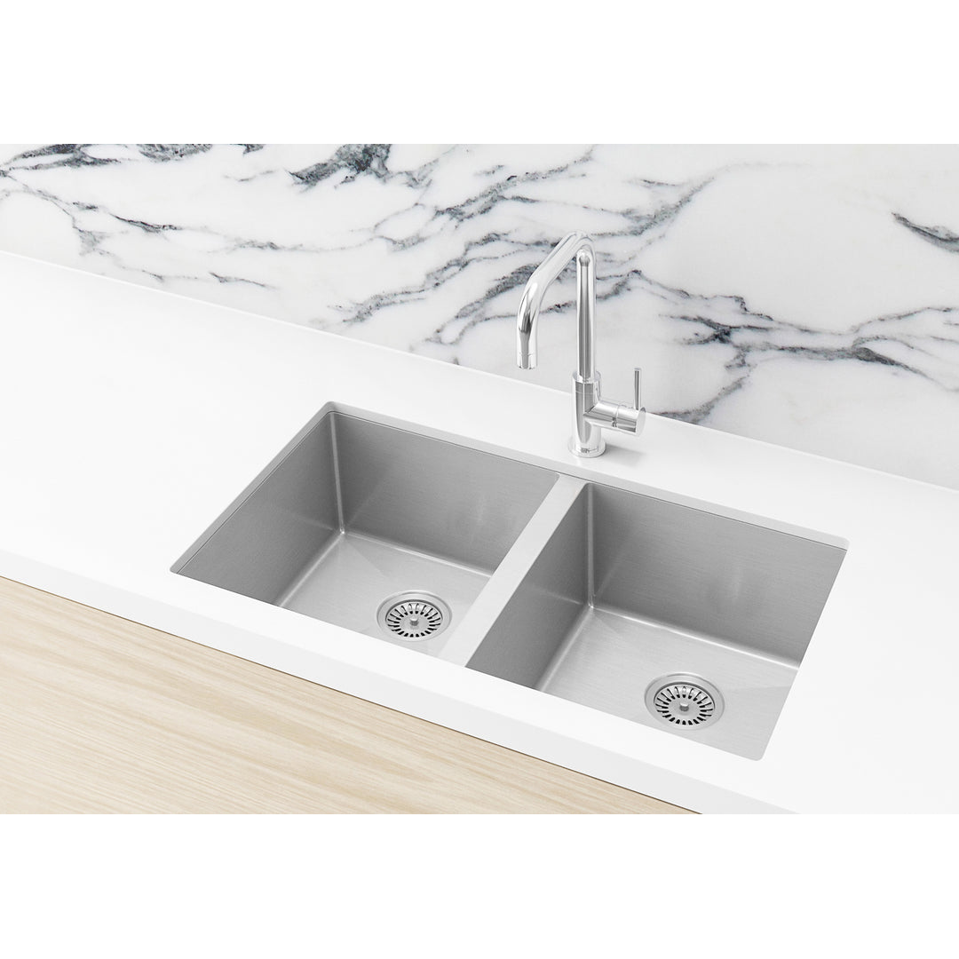 Meir Kitchen Sink Double Bowl 760 X 440 - Brushed Nickel