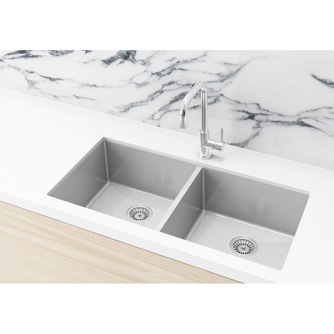 Meir Kitchen Sink Double Bowl 860 X 440 - Brushed Nickel