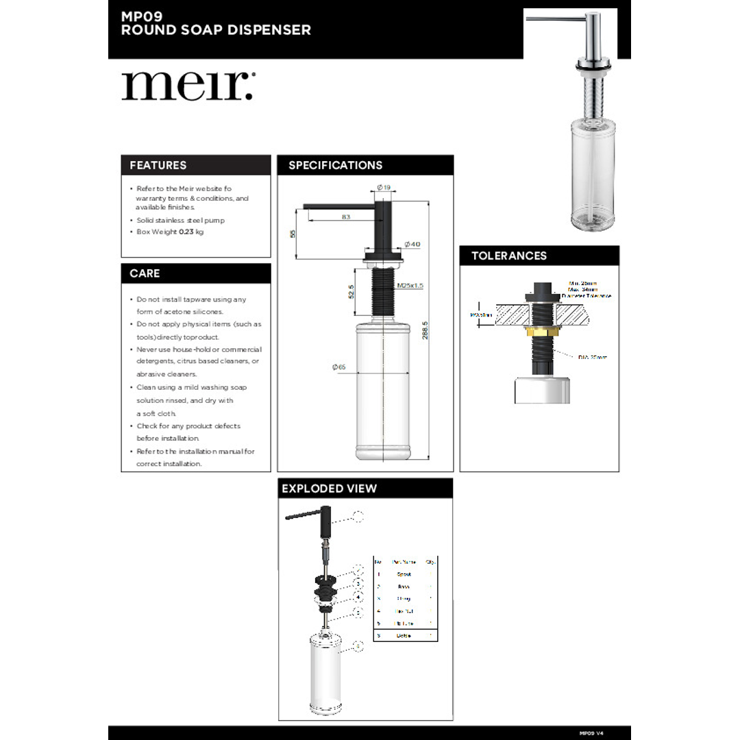 Meir Round Soap Dispenser - Brushed Nickel