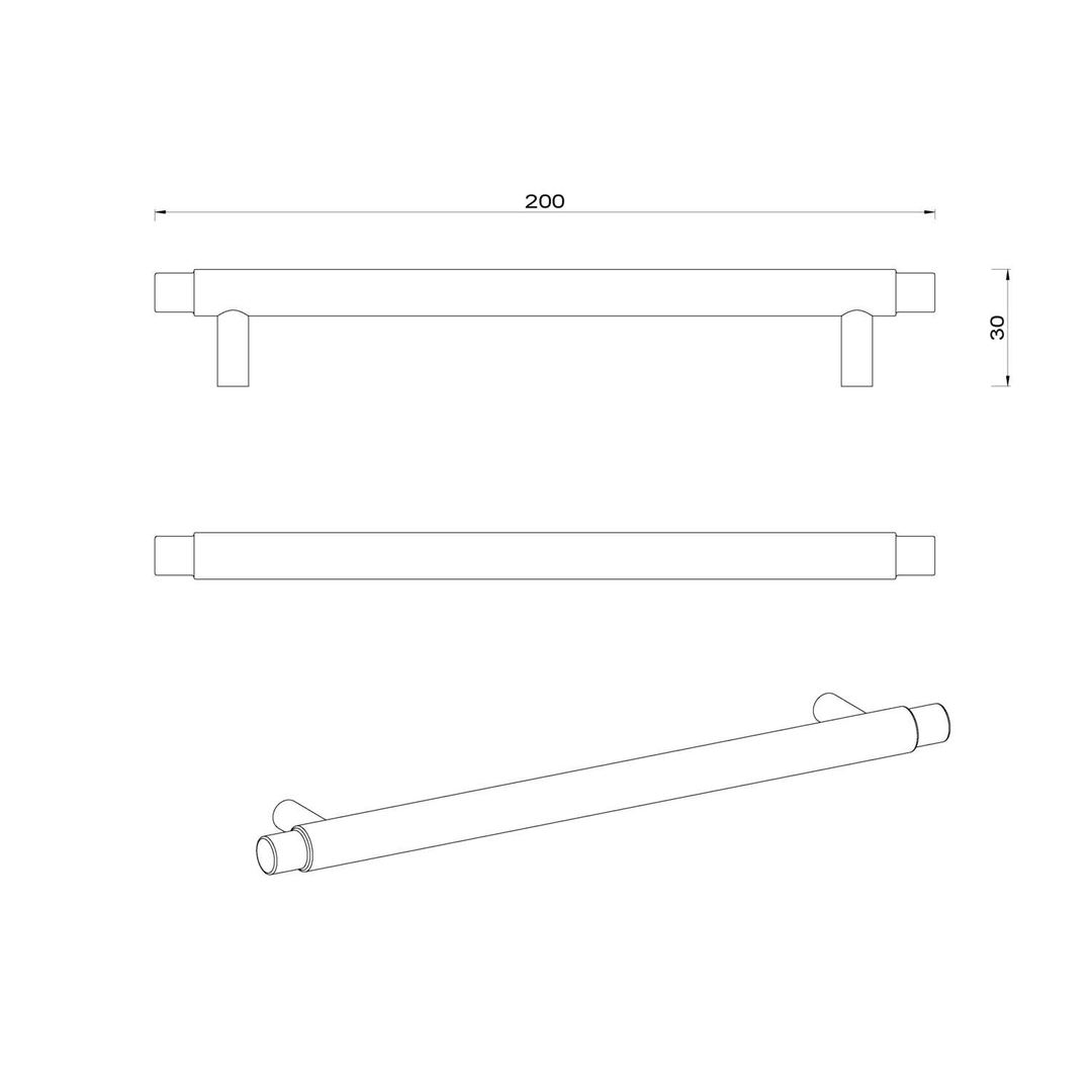 Meir Oppen Round Pull 200Mm Cabinet Handle - Brushed Nickel Mrch-1P20N-Pvdbn