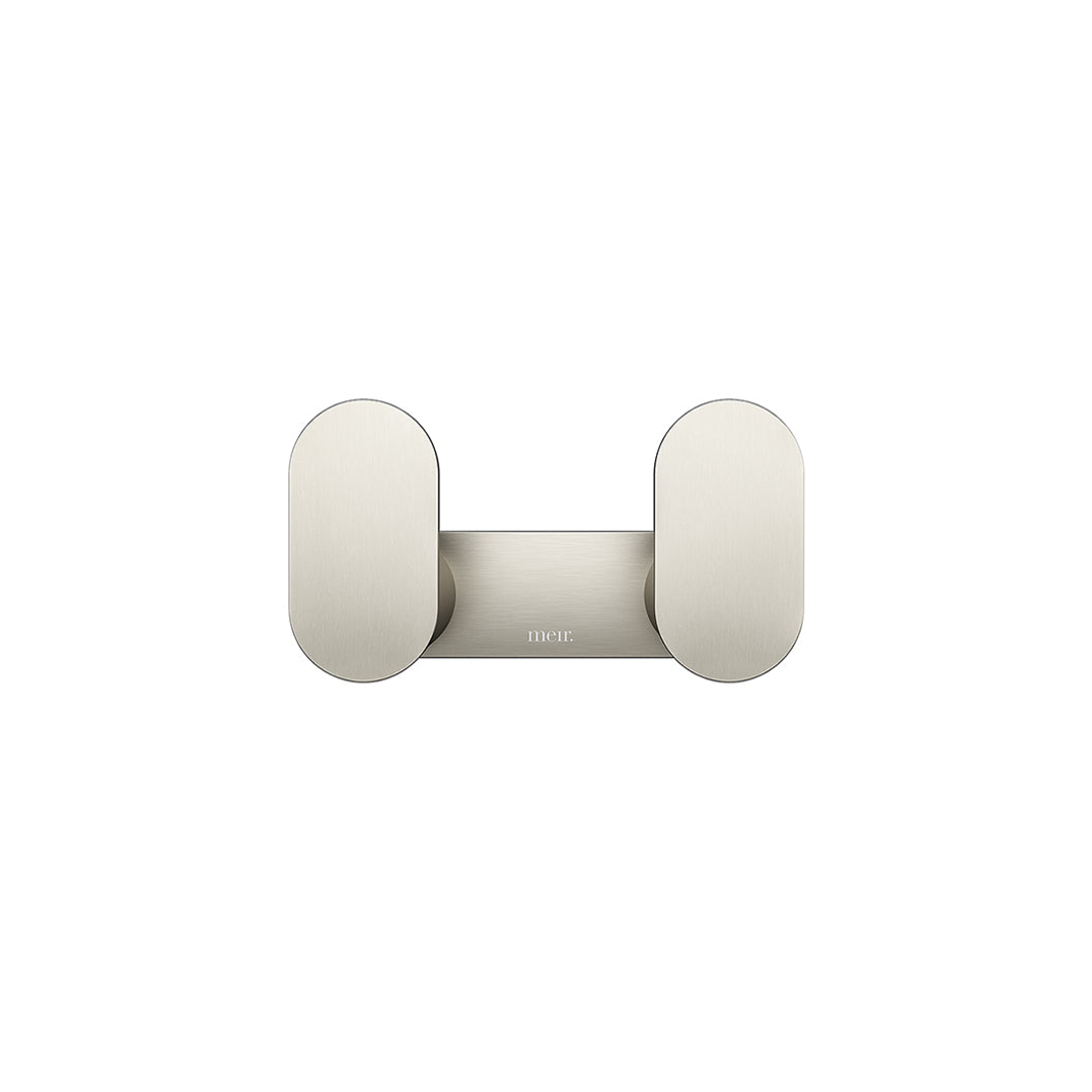Meir Curvae Double Robe Hook - Brushed Nickel