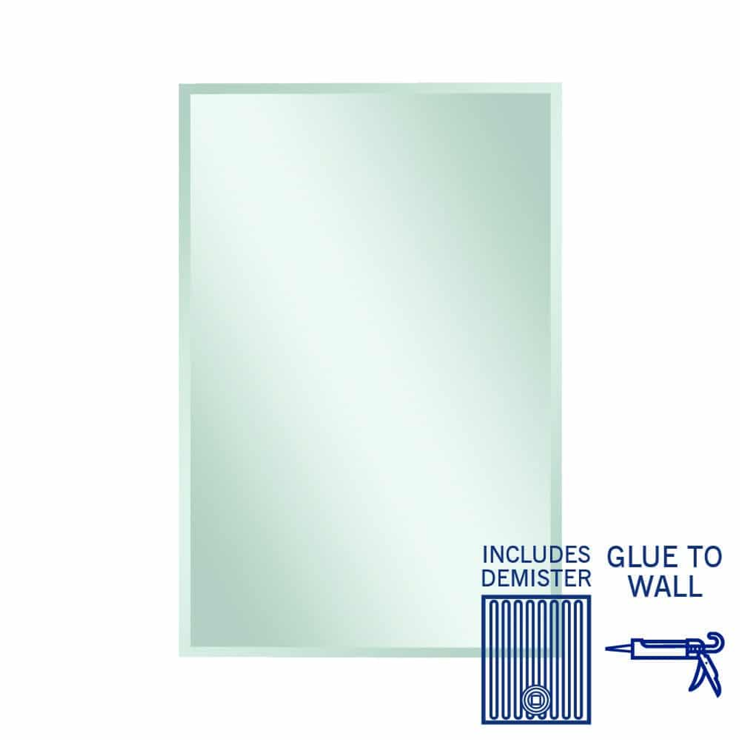 Thermogroup Montana Rectangle 25mm Bevel Edge Mirror 1200x800mm - Glue to Wall and Demister