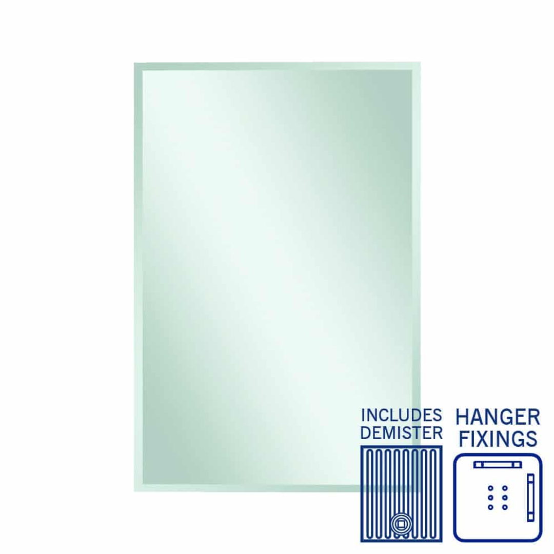 Thermogroup Montana Rectangle 25mm Bevel Edge Mirror 1200x800mm - With Hangers and Demister