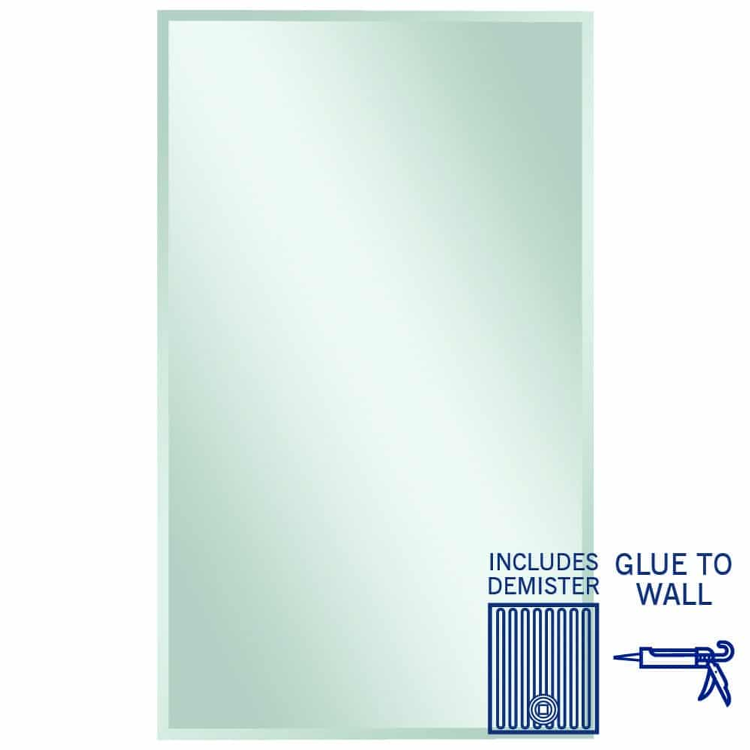 Thermogroup Montana Rectangle 25mm Bevel Edge Mirror 1500x900mm - Glue to Wall and Demister