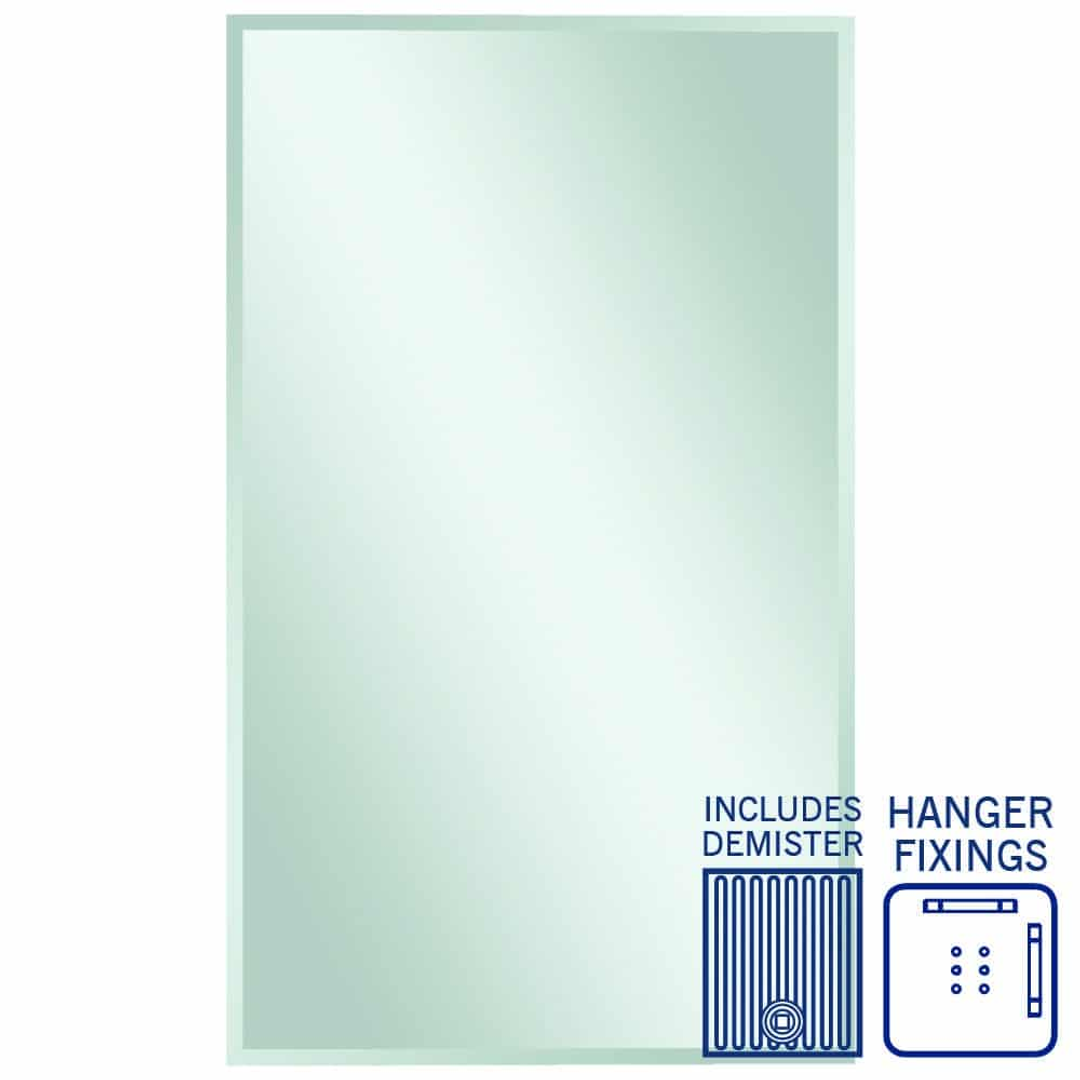 Thermogroup Montana Rectangle 25mm Bevel Edge Mirror 1500x900mm - With Hangers and Demister