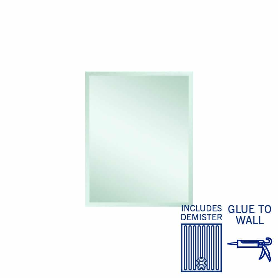Thermogroup Montana Rectangle 25mm Bevel Edge Mirror 600x750mm - Glue to Wall and Demister