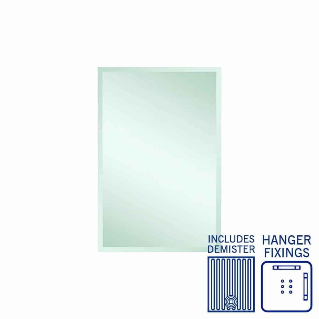 Thermogroup Montana Rectangle 25mm Bevel Edge Mirror 600x900mm - With Hangers and Demister