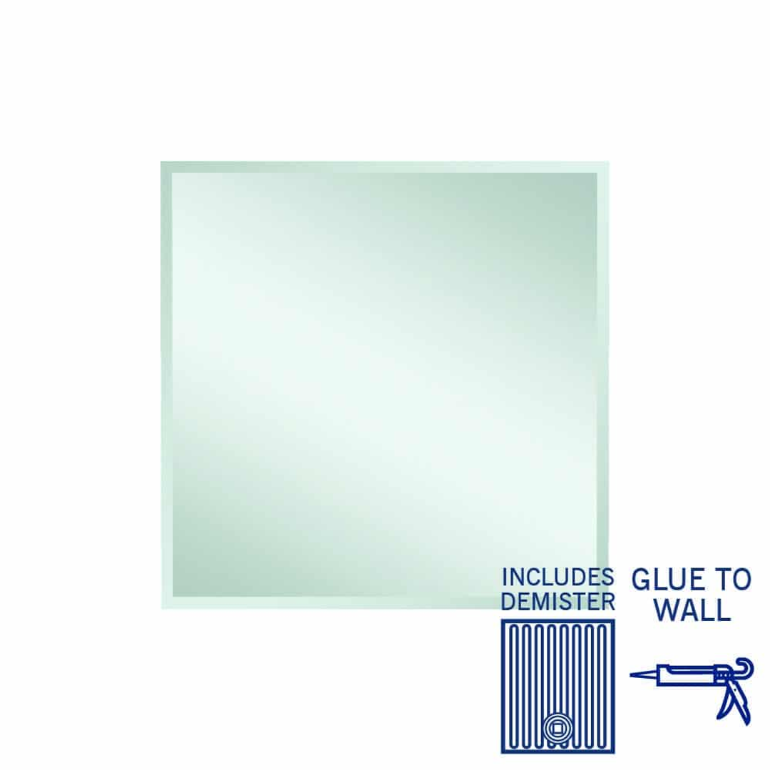 Thermogroup Montana Rectangle 25mm Bevel Edge Mirror 900x900mm - Glue to Wall and Demister