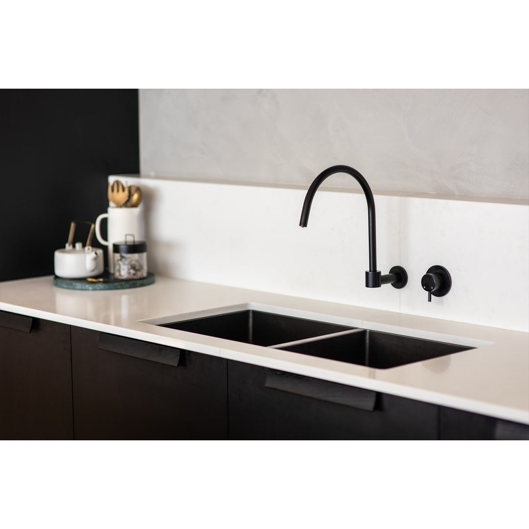 Meir Round Wall Mixer Short Pin Lever Finish Kit - Matte Black