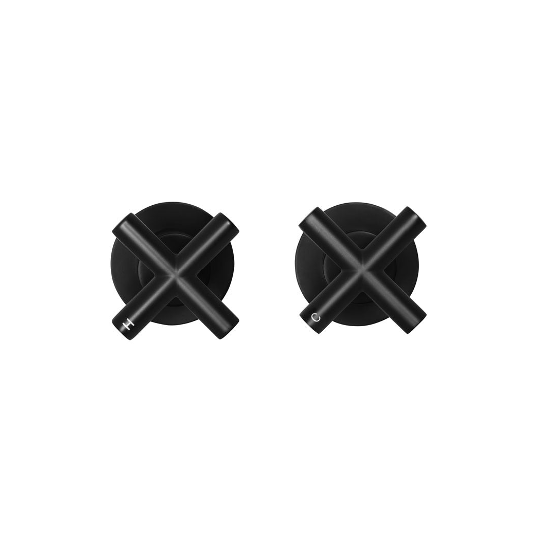 Meir Cross Handle Jumper Valve Wall Top Assemblies - Matte Black