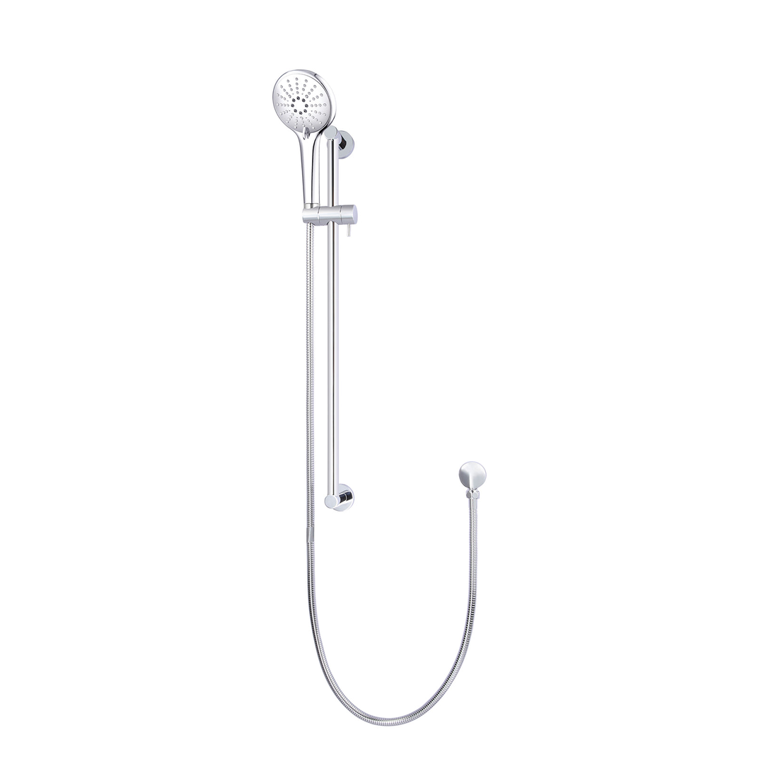 Meir Round Three Function Hand Shower On Rail Column - Polished Chrome Mz0402-C