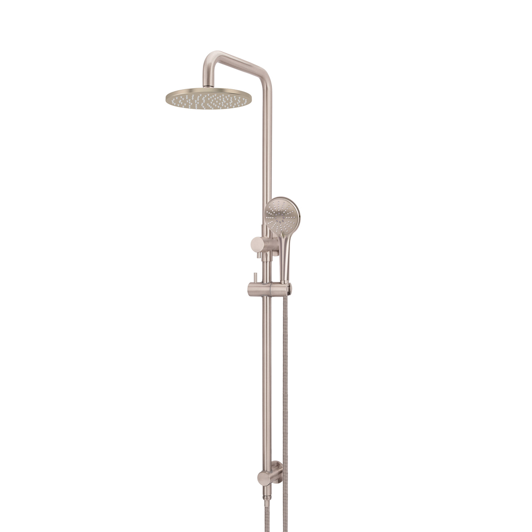Meir Round Combination Shower Rail 200Mm Rose Three Function Hand Shower - Champagne