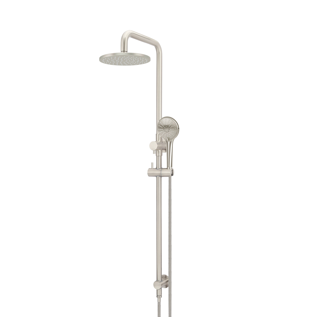Meir Round Combination Shower Rail 200Mm Rose Three Function Hand Shower - Brushed Nickel