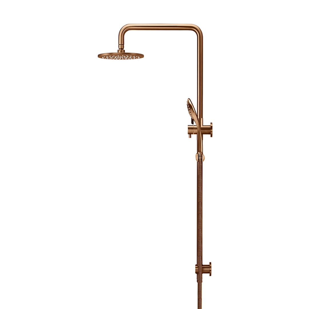 Meir Round Combination Shower Rail 200Mm Rose Three Function Hand Shower - Lustre Bronze