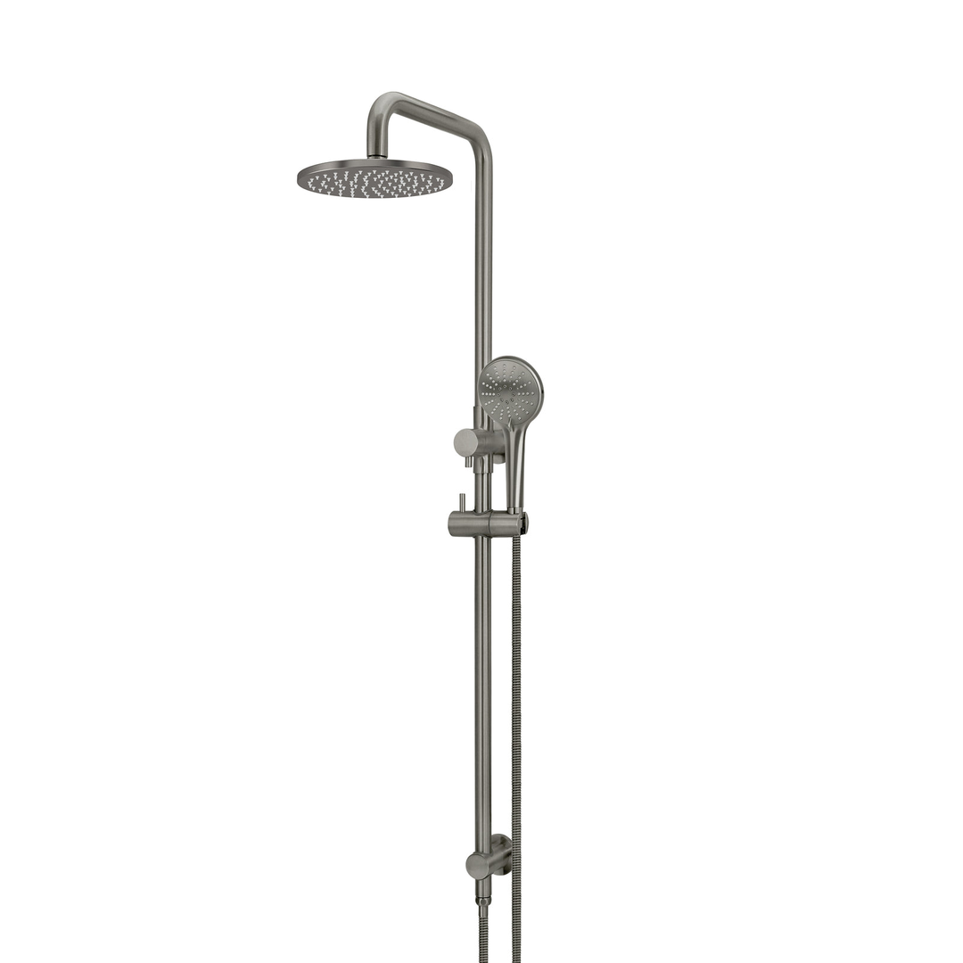 Meir Round Combination Shower Rail 200Mm Rose Three Function Hand Shower - Shadow