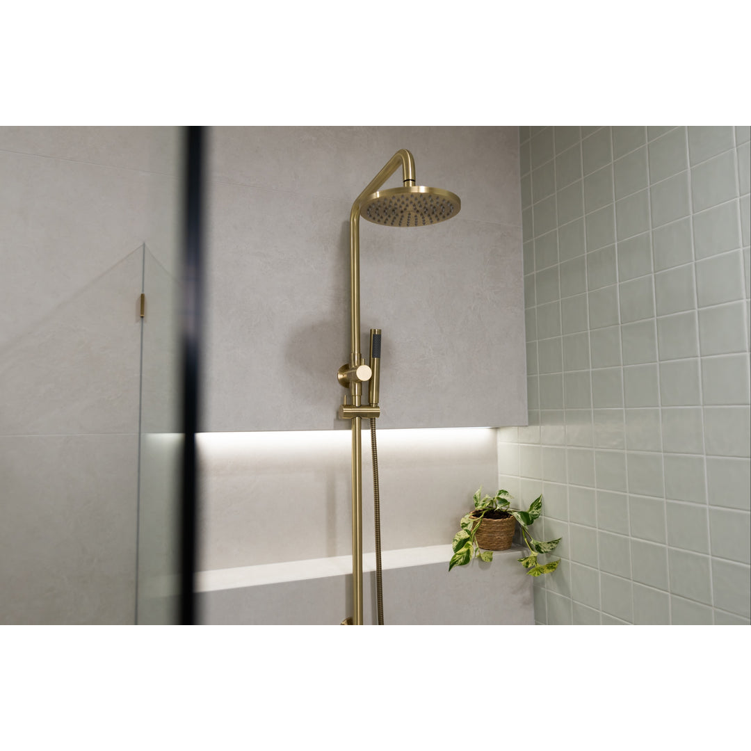 Meir Round Combination Shower Rail 200Mm Rose Three Function Hand Shower - Tiger Bronze