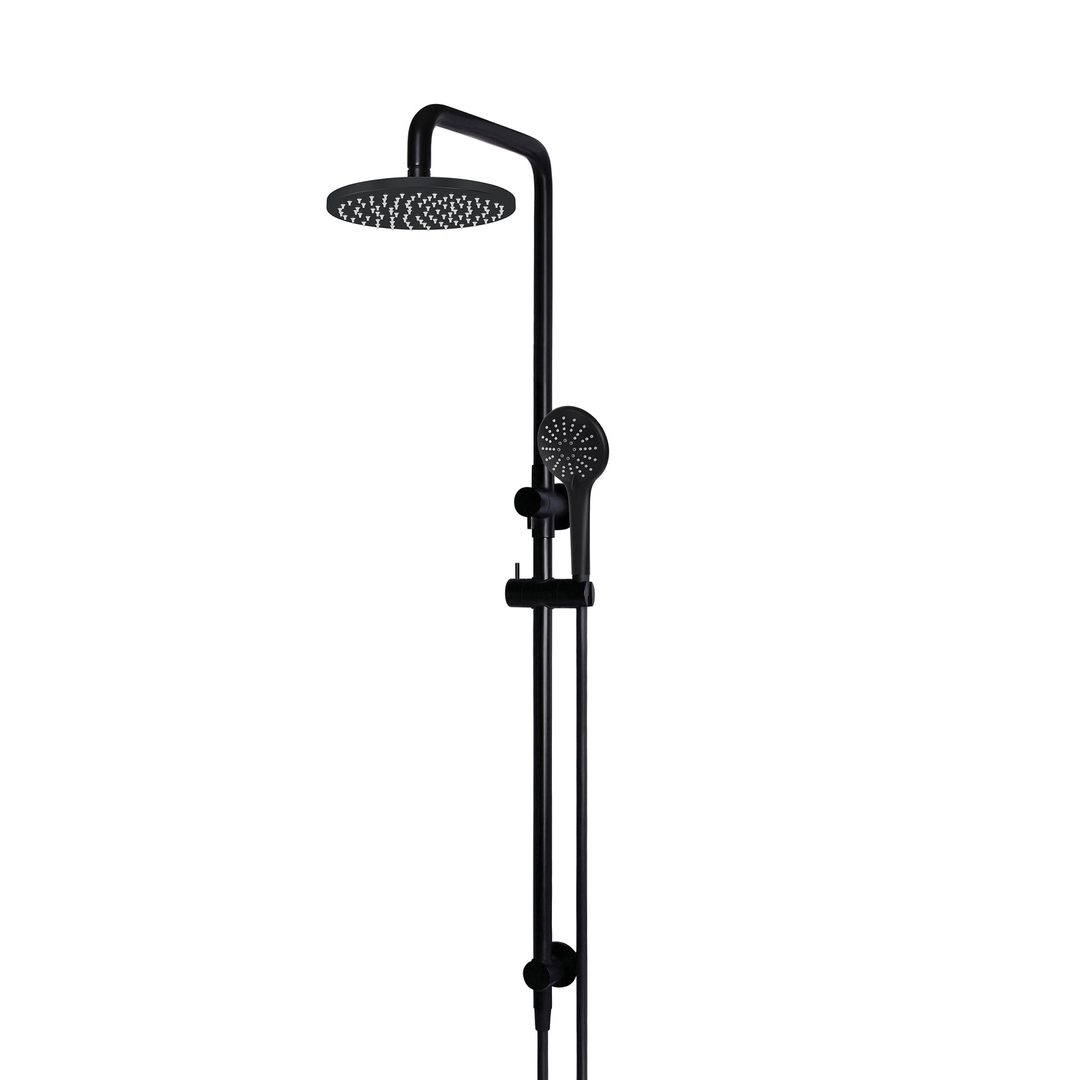 Meir Round Combination Shower Rail 200Mm Rose Three-Function Hand Shower - Matte Black Mz0704