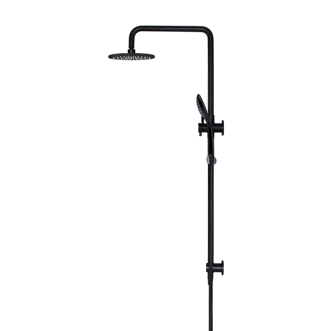 Meir Round Combination Shower Rail 200Mm Rose Three-Function Hand Shower - Matte Black Mz0704