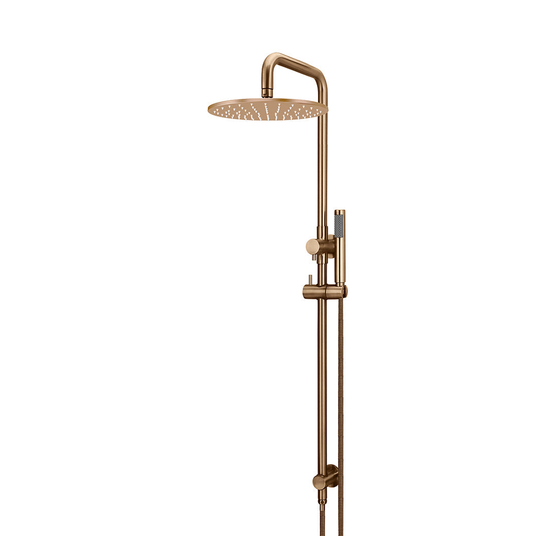 Meir Round Combination Shower Rail 300Mm Rose Single Function Hand Shower - Lustre Bronze