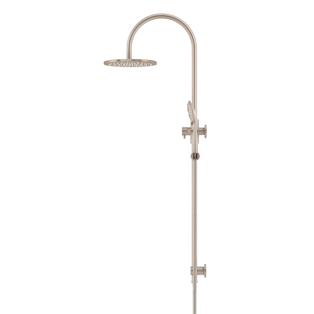 Meir 200Mm Round Overhead Shower Rail Three Function Hand Shower - Champagne