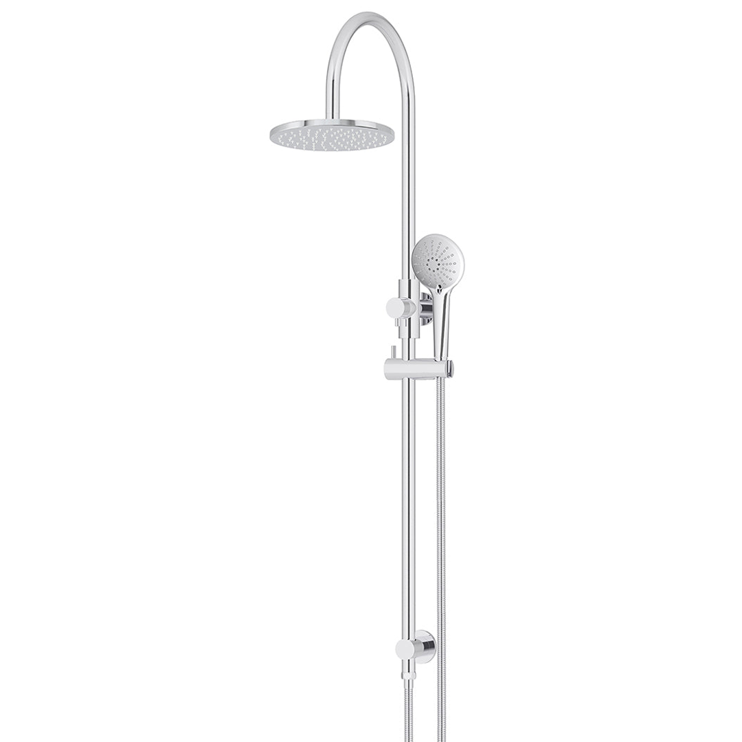 Meir 200Mm Round Overhead Shower Rail Three Function Hand Shower - Polished Chrome