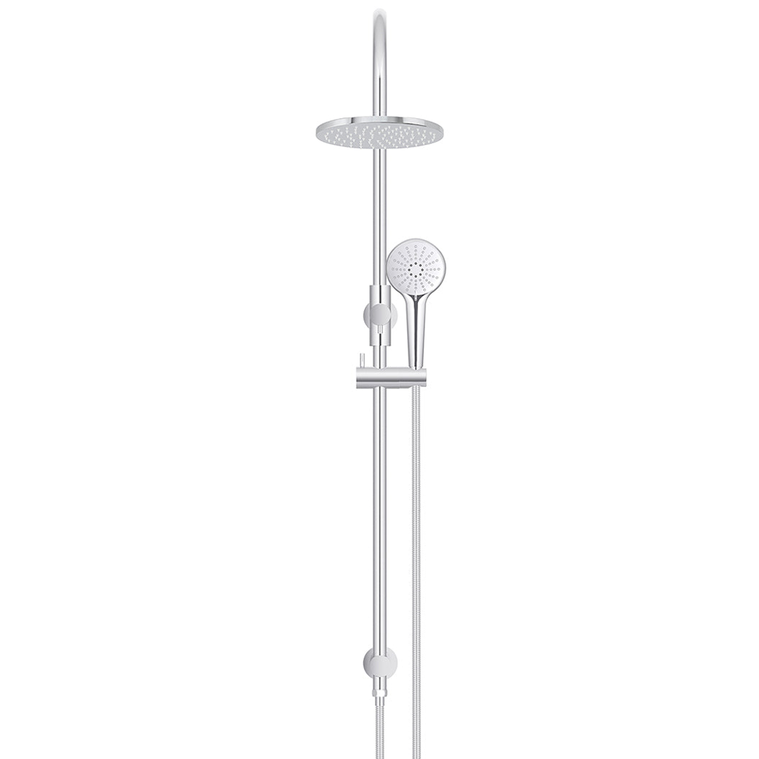 Meir 200Mm Round Overhead Shower Rail Three Function Hand Shower - Polished Chrome