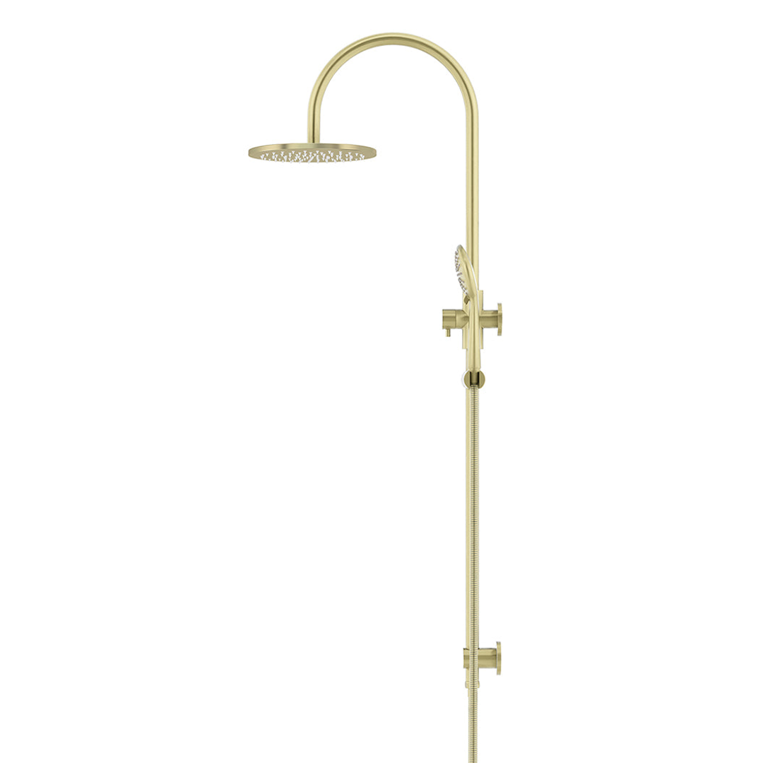 Meir 200Mm Round Overhead Shower Rail Three Function Hand Shower - Tiger Bronze