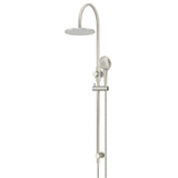 Meir 200Mm Round Overhead Shower Rail Three Function Hand Shower - Brushed Nickel