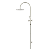 Meir 200Mm Round Overhead Shower Rail Three Function Hand Shower - Brushed Nickel