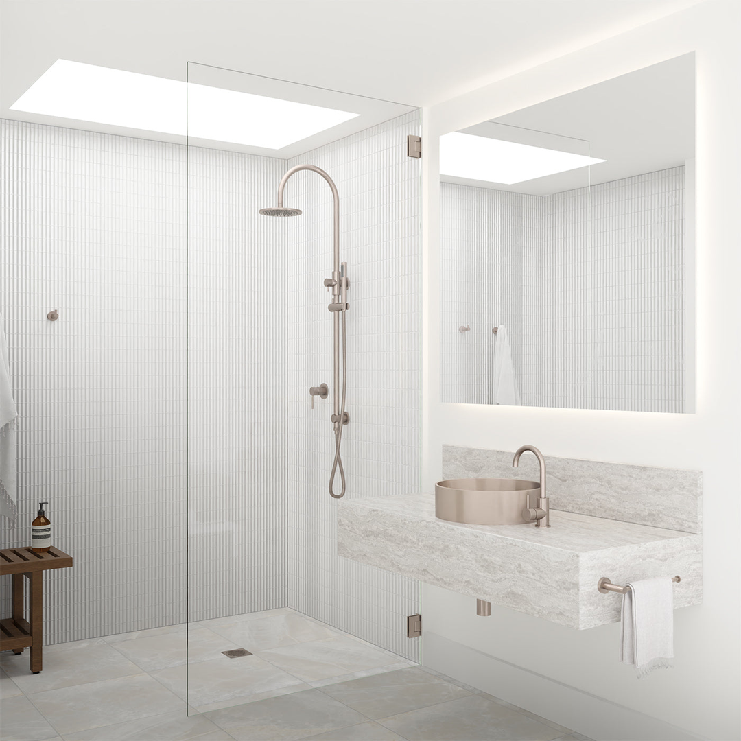 Meir 300Mm Round Overhead Shower Set Single Function Hand Shower - Champagne