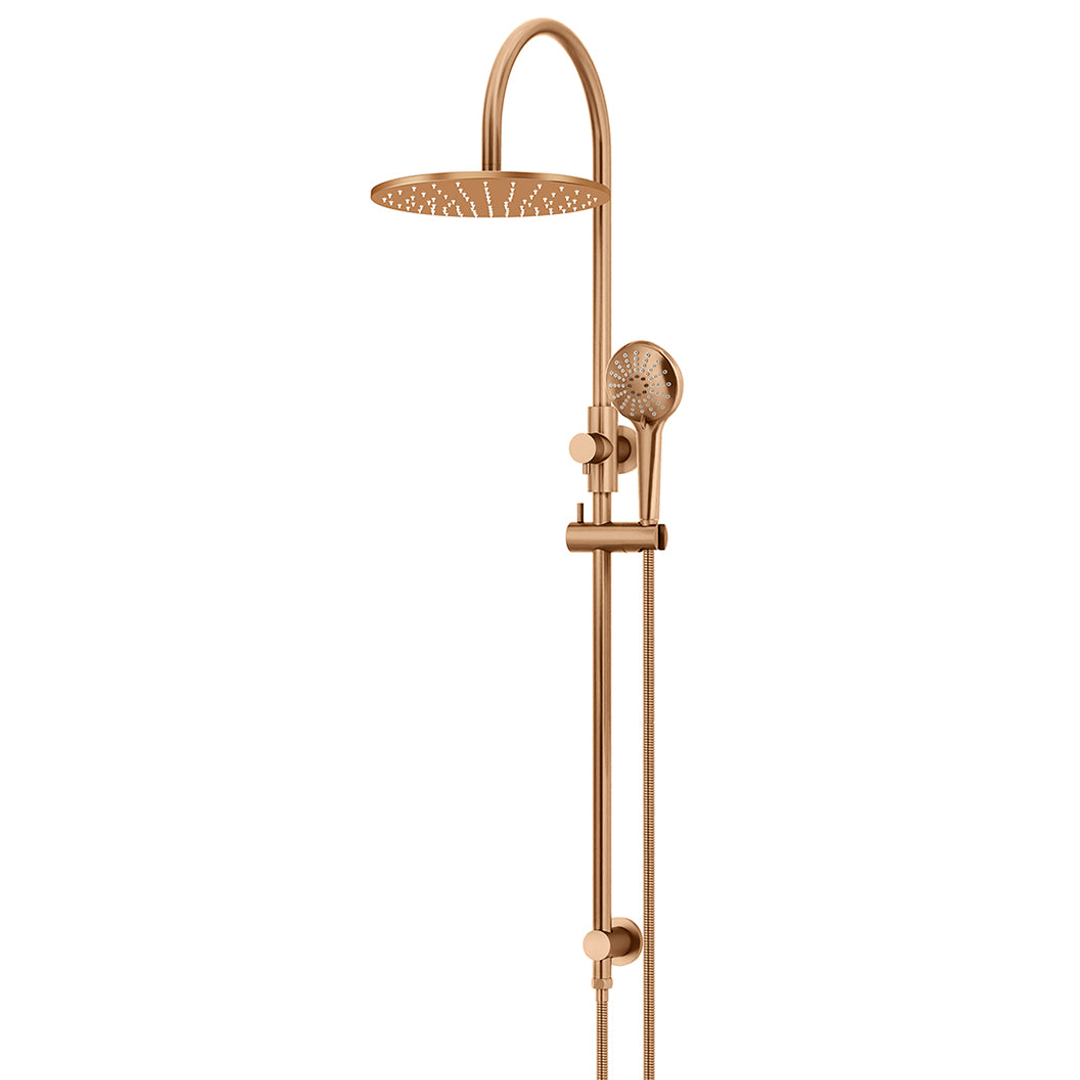 Meir 300Mm Round Overhead Shower Rail Three Function Hand Shower - Lustre Bronze